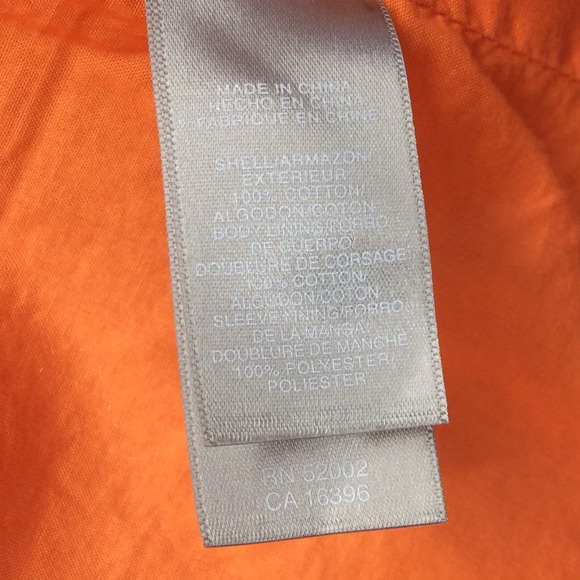Liz Claiborne Jacket Women's Size M Orange/White Rose Swirl Print Button Pockets - Picture 4 of 12
